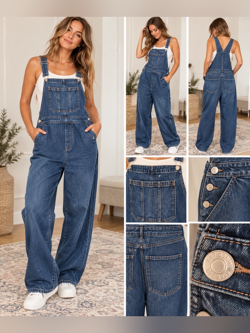 GAP Denim XL Relaxed Denim Overalls | 90s Y2K Baggy Jean Jumpsuit NWT $79.99